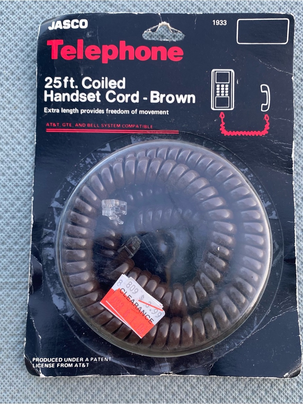 Jasco Vintage 25ft Coiled Telephone Handset Cord – Dark Brown